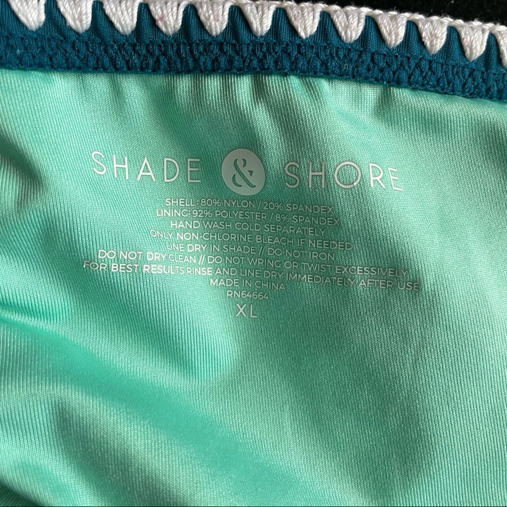 Shade & Shore Teal Crochet Racerback Bikini Set 34D Top with Matching Bottoms XL - Picture 6 of 6